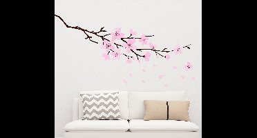 Tak met roze bloemen woonkamer muursticker