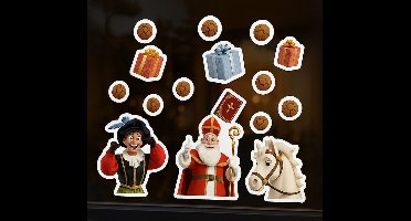 Piet, sint, paard en pepernoten raamsticker