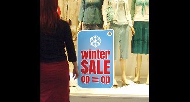 Reclame sticker winter sale op is op