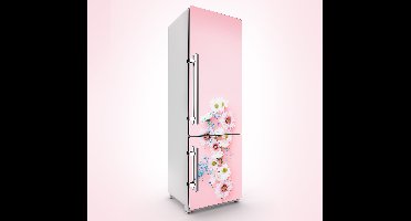 Koelkast sticker roze bloemen