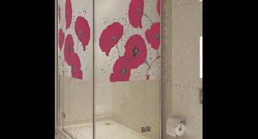 Douchewand sticker pioenrozen