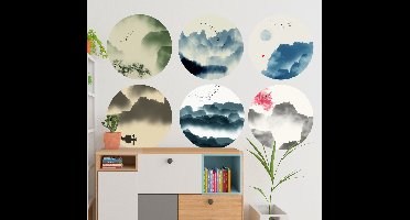 Muursticker cirkels met landschap
