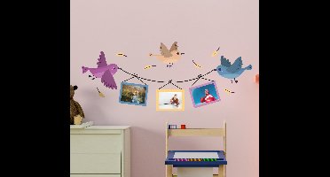 Dieren muursticker vogels met fotolijsten