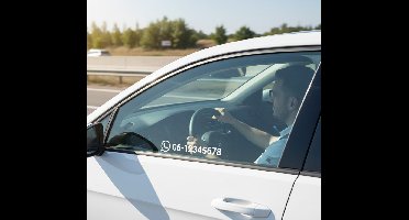 Autosticker met gepersonaliseerd telefoonnummer