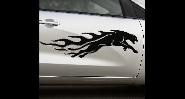 Autosticker rennende puma met vlammen