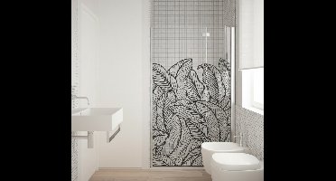 Raamsticker monochrome tropische bladeren