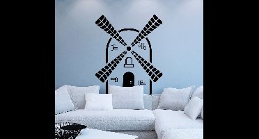 Muurdecoratie stickers zwarte windmolen