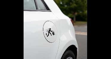 Autosticker strijd om de brandstoftank