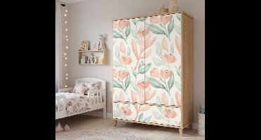 Meubel sticker zachte waterverf bloemen