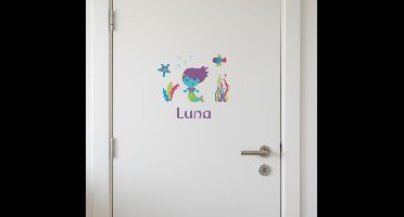 Gepersonaliseerde sticker zeemeermin voor deur