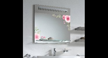 Spiegel badkamer sticker roze bloemen