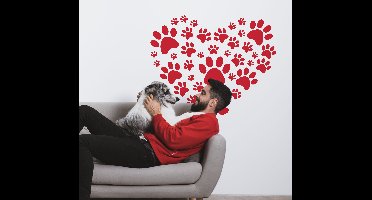 Hond voetafdrukken hart muursticker