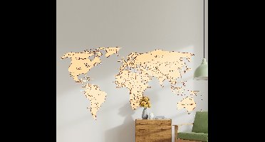 Muursticker wereldkaart geel