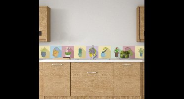 Muurstickers behangranden keuken bloempotten border