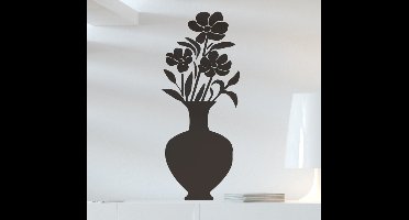 Bloemen muursticker bloempot