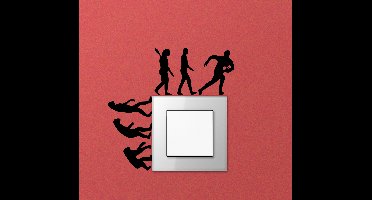 Muurzelfklevende sticker rugby evolutie