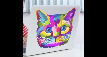 Laptop sticker kleurrijke kat