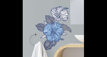 Bloemen stickers Grote blauwe en witte bloemen
