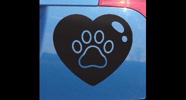 Autostickers Hondenpoten in groot hart