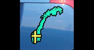 Auto bumper sticker blauwe kaart van noorwegen met vlag