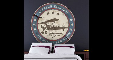 Sticker Vliegtuig verzending retro stempel