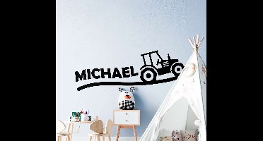Stickers tractor op heuvel met naam