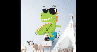 Dino muursticker Dino met bril op