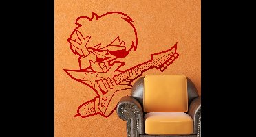 Sticker tekening jongen gitaar