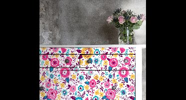 Stickers voor op meubels Kallax roze bloemen