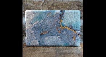 Laptop sticker Blauw en wit marmer