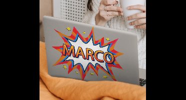 Laptop sticker pop naam