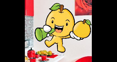 Muursticker keuken fruit gele appel mannetje