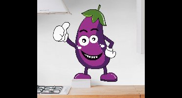 Keuken stickers Grappige aubergine cartoon