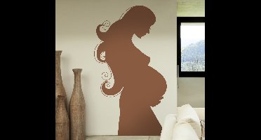 Muursticker silhouet zwangere vrouw