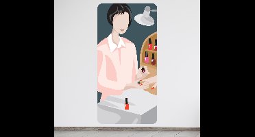 Sticker vrouw bij manicure