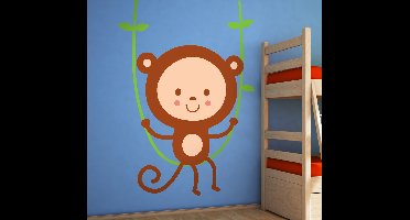 Sticker kinderkamer schommelen aap