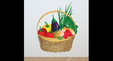 Muursticker keuken mand met groenten