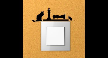 Muursticker stopcontact Kat en muis schaken