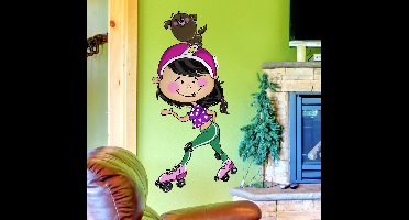 Muursticker kind meisje met hond