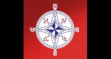 Muurstickers marine Marineblauw en rood kompas