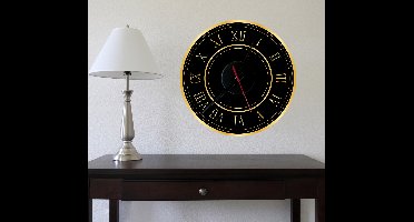 Goude Klok Muursticker met Romaanse Cijfers
