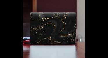Stickers voor laptop Zwart en gouden marmer