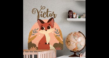Muurstickers Schattige vos voor jongen met naam