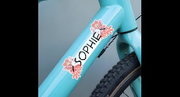 Vrolijke vlinder en bloem Fiets naamsticker