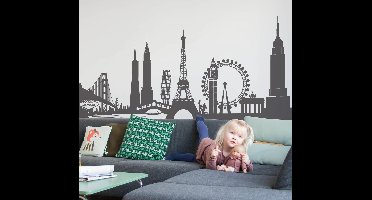 Sticker skyline monumenten wereldwijd