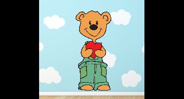 Muursticker van beer met hart