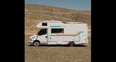 Camper sticker strepen oranje en blauw
