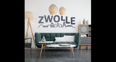 Muursticker woonkamer van zwolle skyline