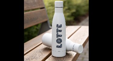 Drinkfles sticker met stipjes versiering