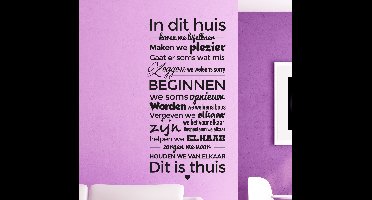 Muursticker tekst woonkamer in dit huis regels
